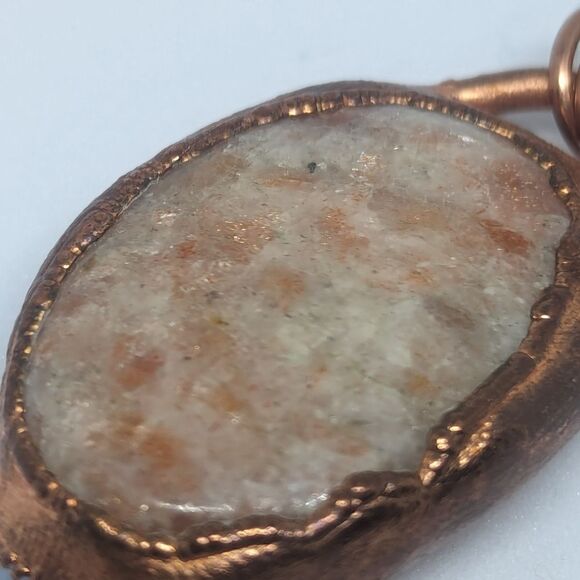 'Ferrinol' Lapis, Sunstone & Blue Lace Agate Reversible Copper Handmade Necklace - Picture 6 of 9